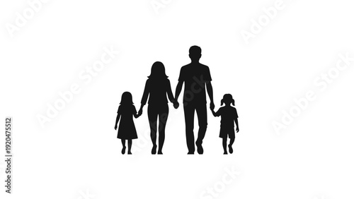 Family walking together in silhouette.