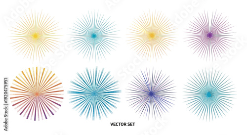 Sunburst Rays Set: Vintage Style Radiating Light