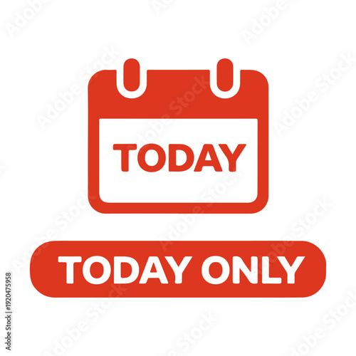 TODAY ONLY word minimal flat badge vector icon
single color, isolated on white background