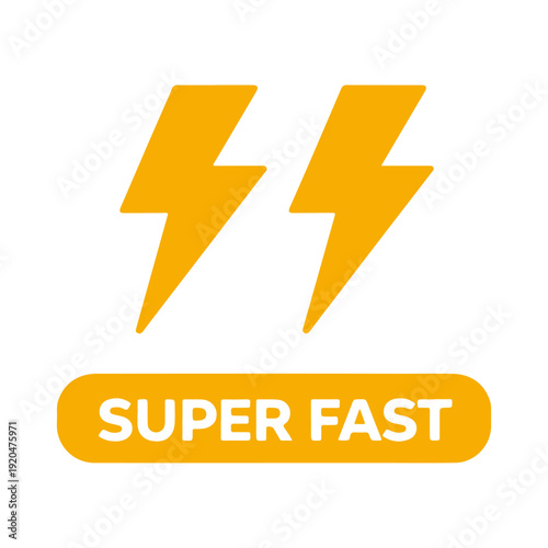 SUPER FAST word minimal flat badge vector icon
single color, isolated on white background