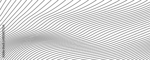 Abstract wavy background. Thin line on white.
