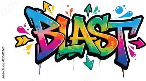 Colorful Graffiti Blast Tag with Arrows