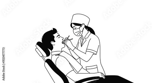 A healthcare worker examines a patient s mouth during a medical checkup presented in a stark silhouette high quality professional detailed modern