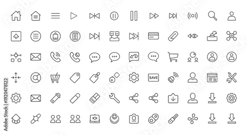 Thin Line Icons Set for UI Design, Vector