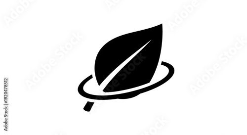 Black Leaf Icon Simple Design Element.