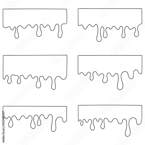 Hand-drawn doodle set of melted cheeses on a white background.
