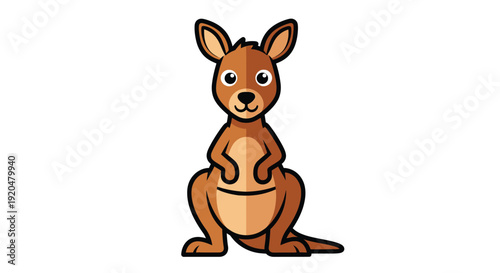 A cheerful cartoon kangaroo stands upright with a friendly expression showcasing a bold silhouette high quality professional detailed modern elegant stylish