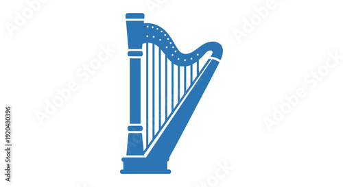 Blue Harp Musical Instrument Illustration.