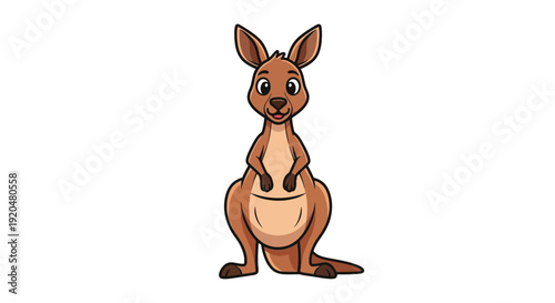 A cheerful cartoon kangaroo stands upright looking forward with a friendly expression a playful silhouette high quality professional detailed modern elegant