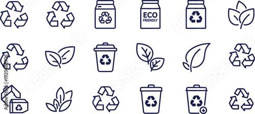 Collection of eco friendly icons isolated on transparent background