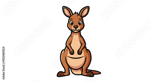 A charming cartoon kangaroo stands upright displaying a friendly expression and a detailed silhouette high quality professional modern elegant stylish clean