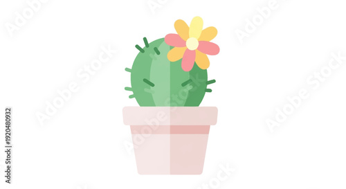 Cactus with Flowers in Pink Pot.