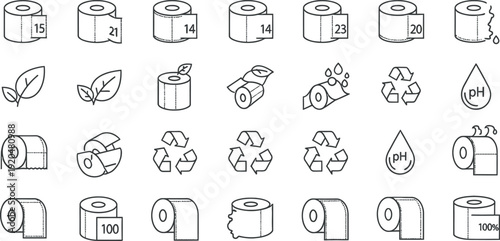 A collection of 25 black and white line drawings of various objects isolated on transparent background