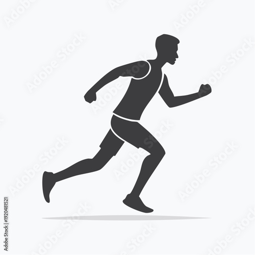 Athletic silhouette of a runner in mid-stride, embodying fitness and movement