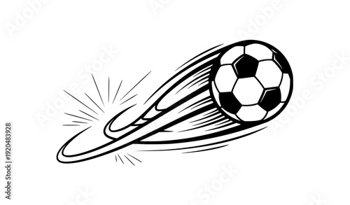 Soccer ball with swoosh motion effect sports action vector isolated on transparent background