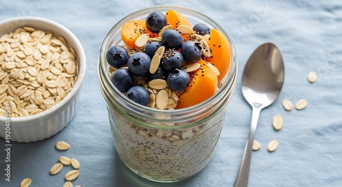 Nutritious bowl of oatmeal topped with fresh fruits and nuts for a healthy breakfast option
