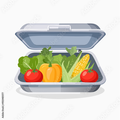 Fresh vegetables in a takeaway container a healthy and convenient meal option