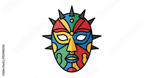 Colorful Tribal Mask with Spikes Design.