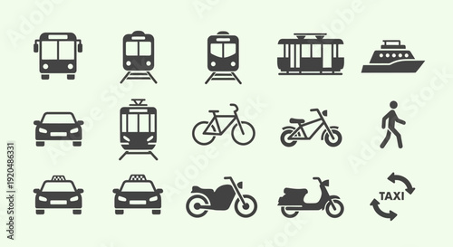 Transportation Icons Set: Public and Private Vehicles