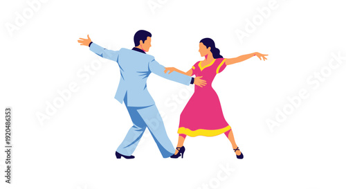 Couple Dancing Together in Colorful Outfits.