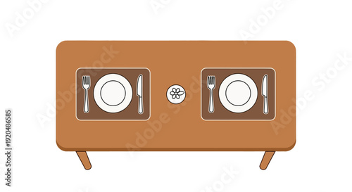 Dinner Table Setting for Two People.