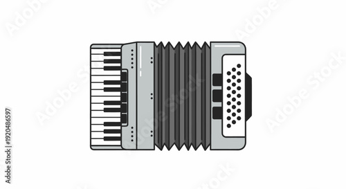 Detailed Illustration of Accordion Musical Instrument.