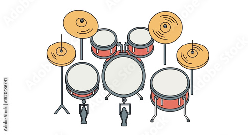 Drum Set Musical Instruments Illustration.