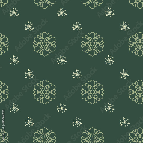 Seamless Boho Leaves Pattern Medium Organic Premium