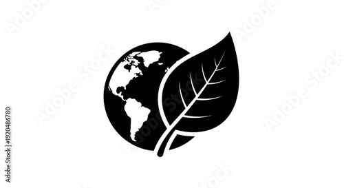 Earth Globe with Leaf Eco Friendly Symbol.