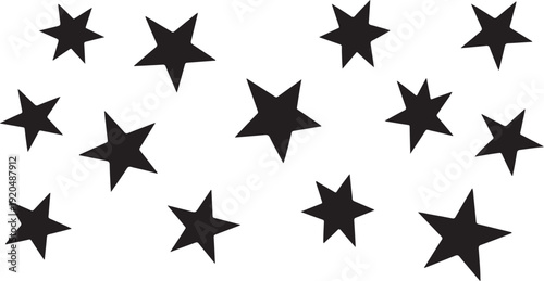 Black stars on white background abstract design element pattern