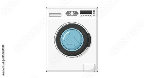 Front Loading Washing Machine with Blue Drum.