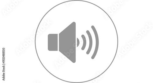 Gray Loudspeaker Icon with Sound Waves.