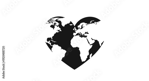 Black Silhouette of Globe with Wings.