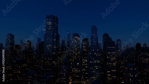 Wallpaper Mural Illuminated City Skyline at Night - Corporate Business District Backdrop for Presentations Torontodigital.ca