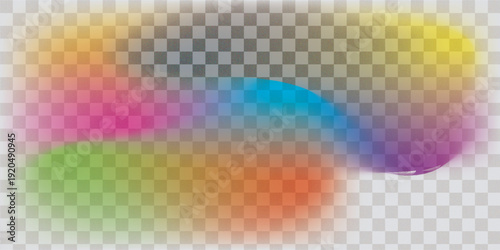 Rainbow light prism effect, transparent background. Hologram reflection, crystal flare leak shadow overlay. Vector illustration of abstract blurred