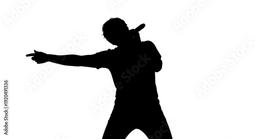 Silhouette of a Singer: A dynamic silhouette of a singer passionately performing with a microphone in hand, captured in a moment of musical expression.