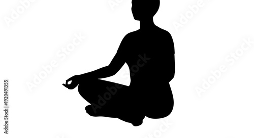 Serene Silhouette in Meditation: A poised figure finds inner peace through meditation, creating a sense of tranquility and mindfulness in the stillness.