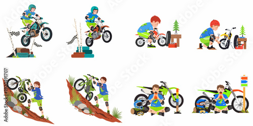 Motocross Kids: Riding, Repairing, and Resting – A Young Boy's Off-Road Dirt Bike Adventures and Challenges