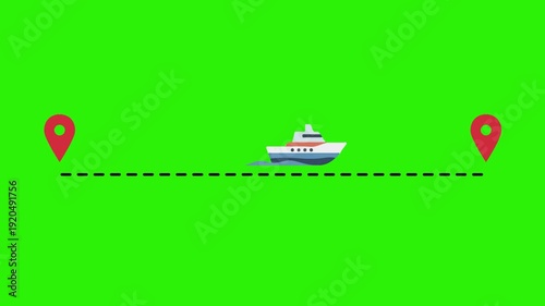 Green Screen Location Path Motion Small Boat