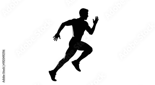 Silhouette of Dynamic Motion: An athlete in full stride, a testament to speed, agility, and determination. Capturing the essence of human potential and the thrill of competition.