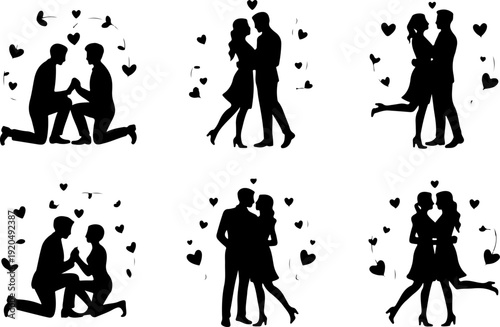 Romantic Couple Silhouette Collection Vector Set