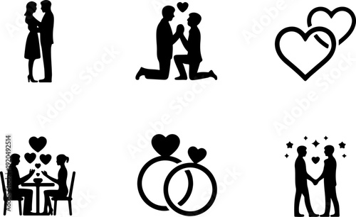 Romantic Couple Silhouette Collection Vector Set