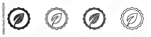 Sketch leaf badge icon design set