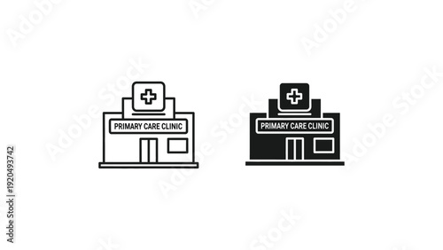 Primary Care Clinic Icon in Simple Flat Design with Monochromatic Color Scheme on White Background for Medical Website