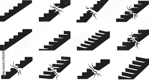 Staircase Patterns with Spiders in Black and White Design