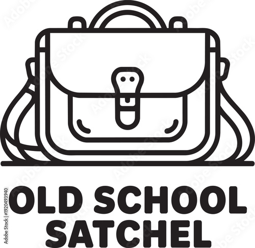 Old school satchel graphic illustration with text old school satchel on transparent background