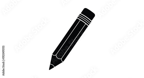 A strikingly simple depiction of a classic graphite pencil angled against a stark white backdrop silhouette high quality professional