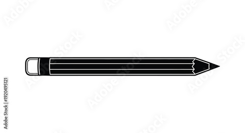 A striking black silhouette of a classic wooden pencil showcasing its form and length silhouette high quality professional detailed