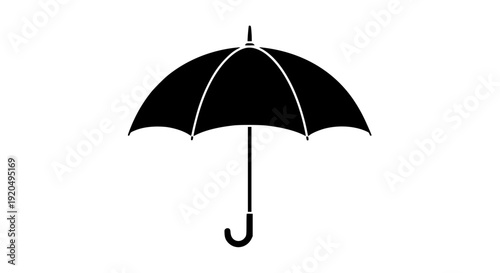 Minimal Umbrella Icon Vector Illustration Black Silhouette Isolated on White Background