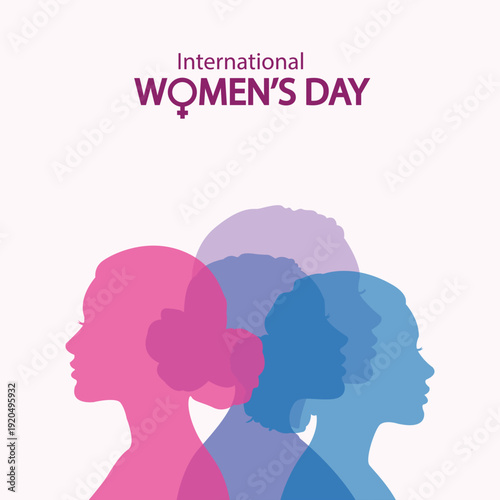 International womens day illustration with silhouettes of women